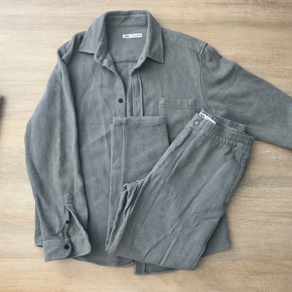 Zara Charcoal Herringbone 2pc Set
